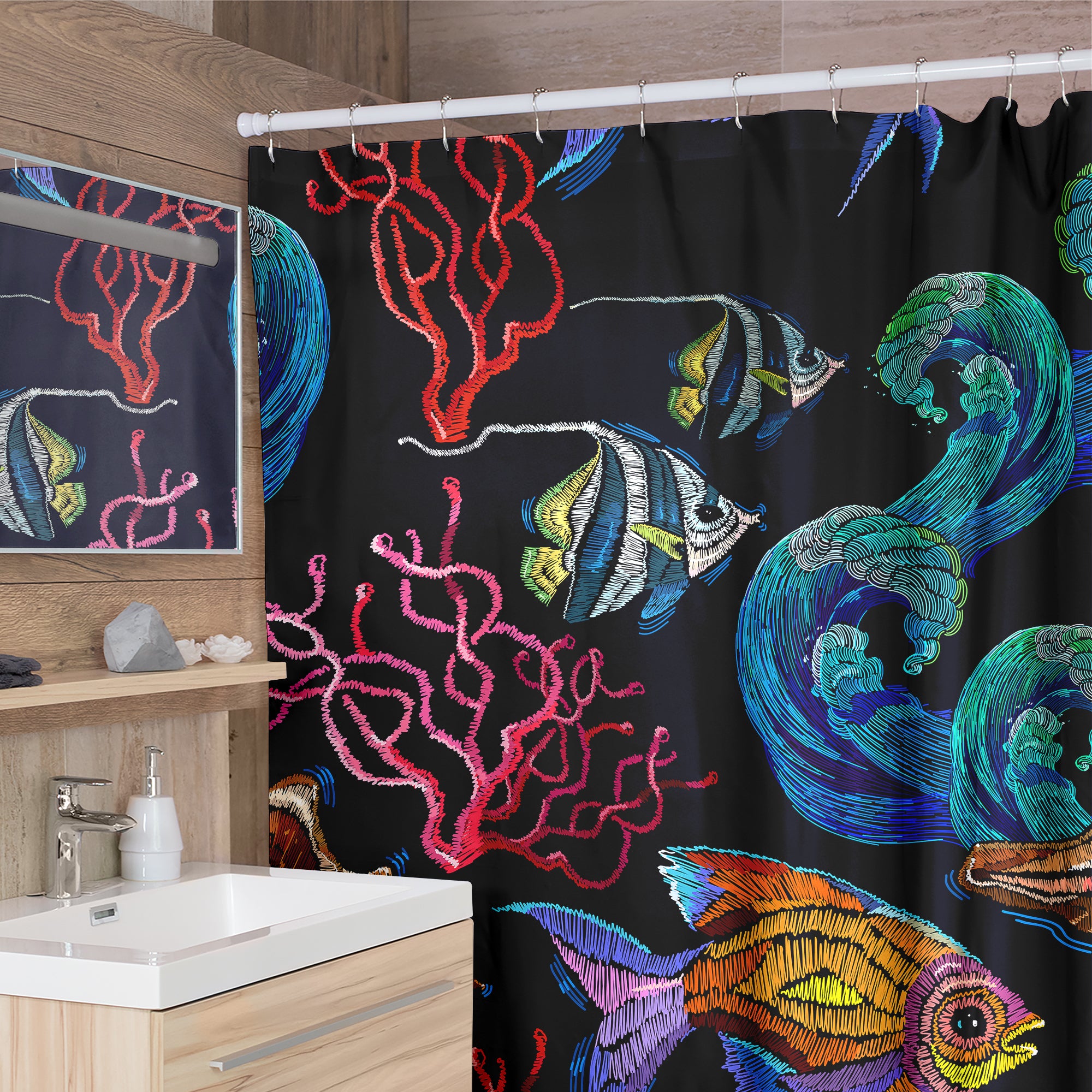 Digital Koi Shower Curtain