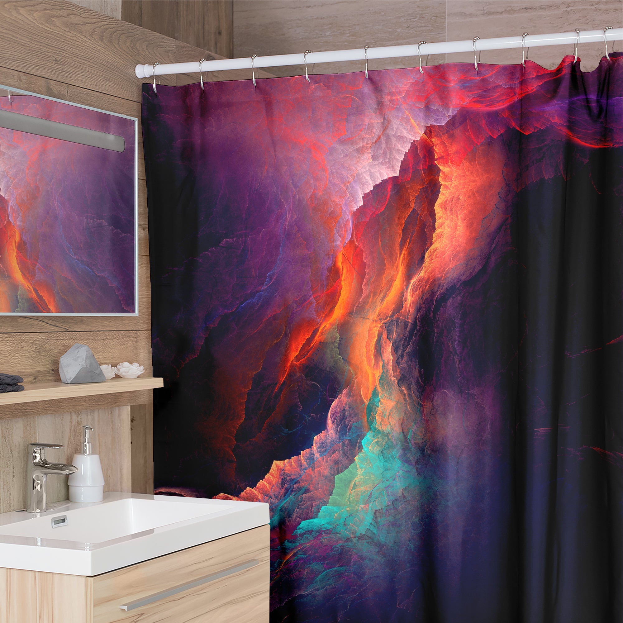 Red Nebula Shower Curtain