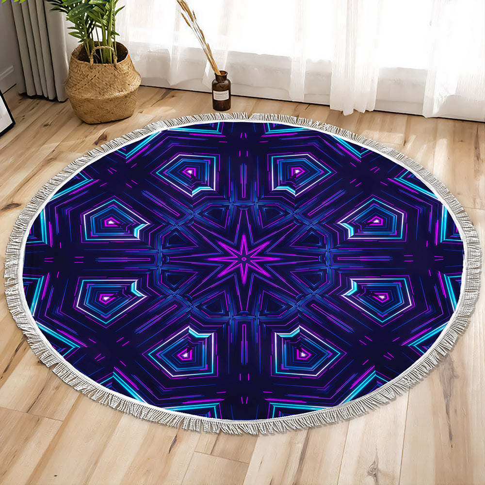 Purple Kaleidoscope Circle Tapestry