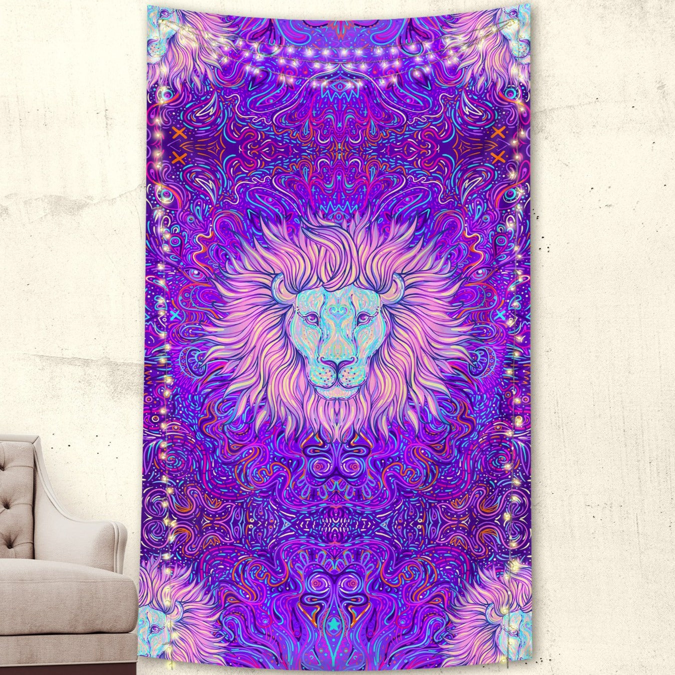 Trippy Lion Tapestry