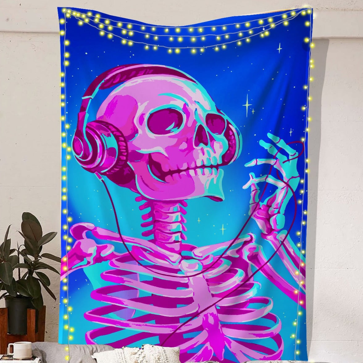 Psychedelic Skeleton Tapestry