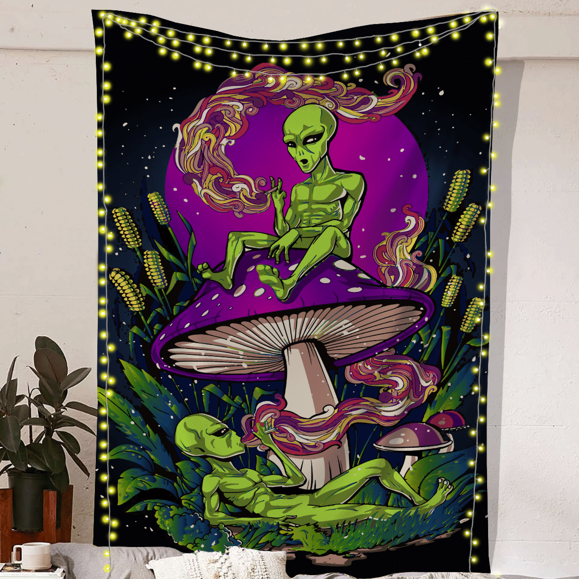Psychedelic Aliens Tapestry